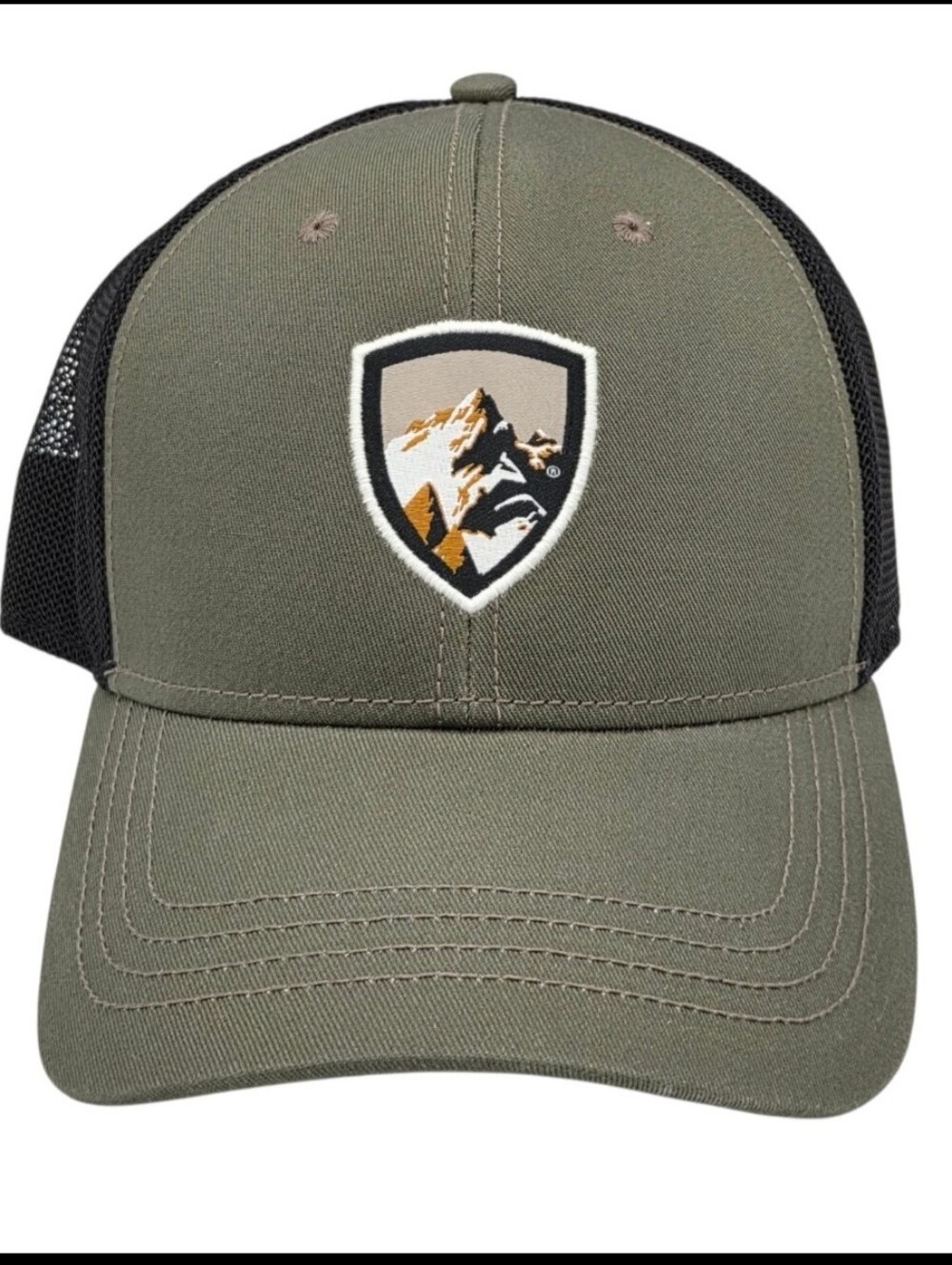 Kuhl Mountain Shield Olive Green Trucker Hat Mesh Snap Back Adjustable Cap